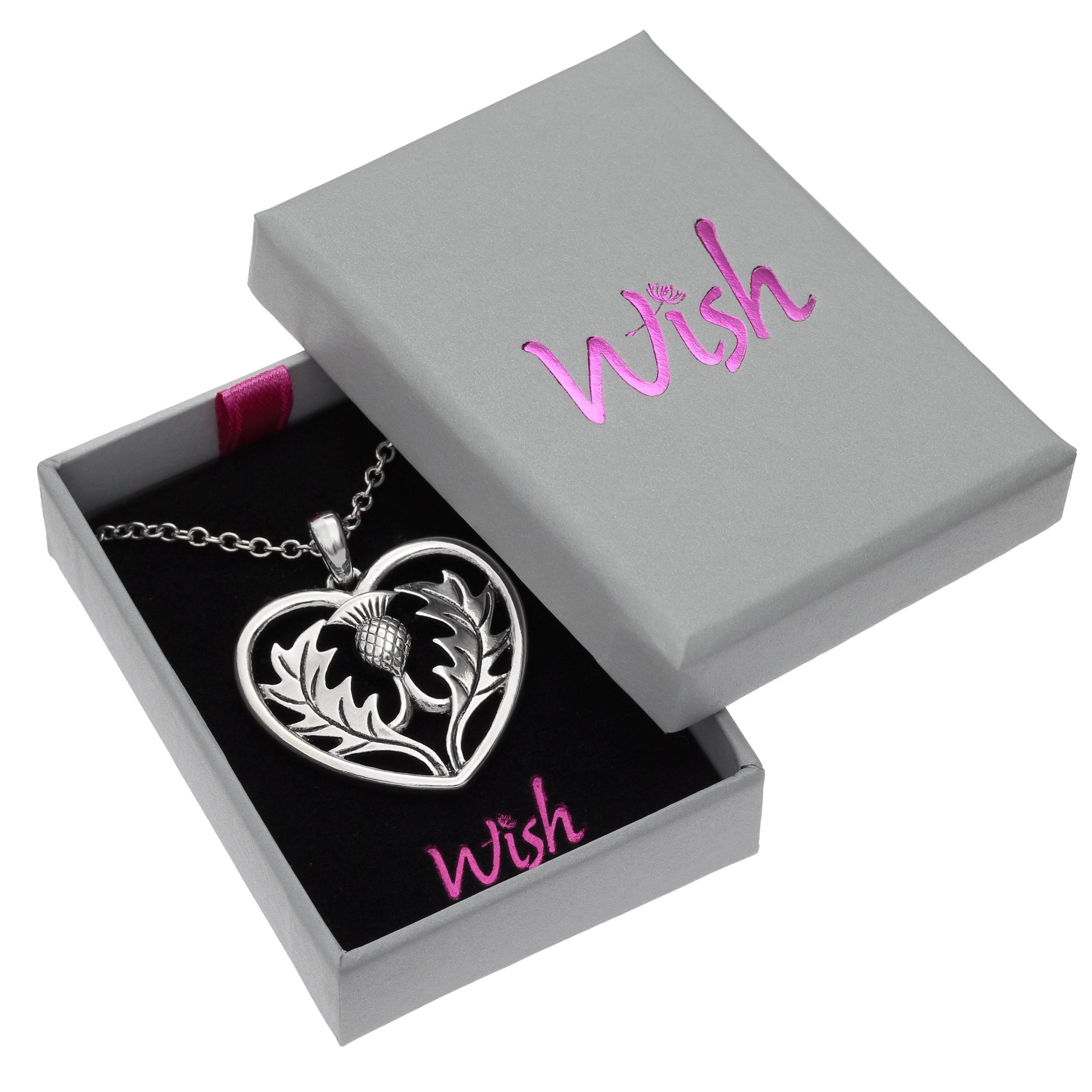 Celtic Thistle Heart Necklace Boxed
