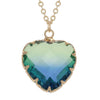 Gold Green/Blue Two Tone Heart Necklace